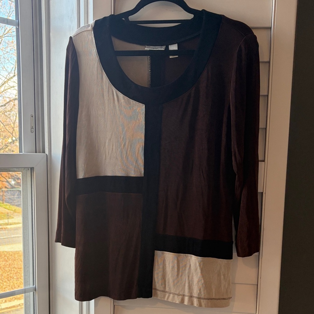 Chico’s Windowpane Colorblock Women's Top 90s-Y2K Modern